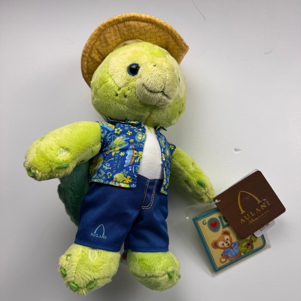 Disney Aulani Olu Mel Plush Turtle Friend of Duffy Hawaiian Outfit Green 12" NWT